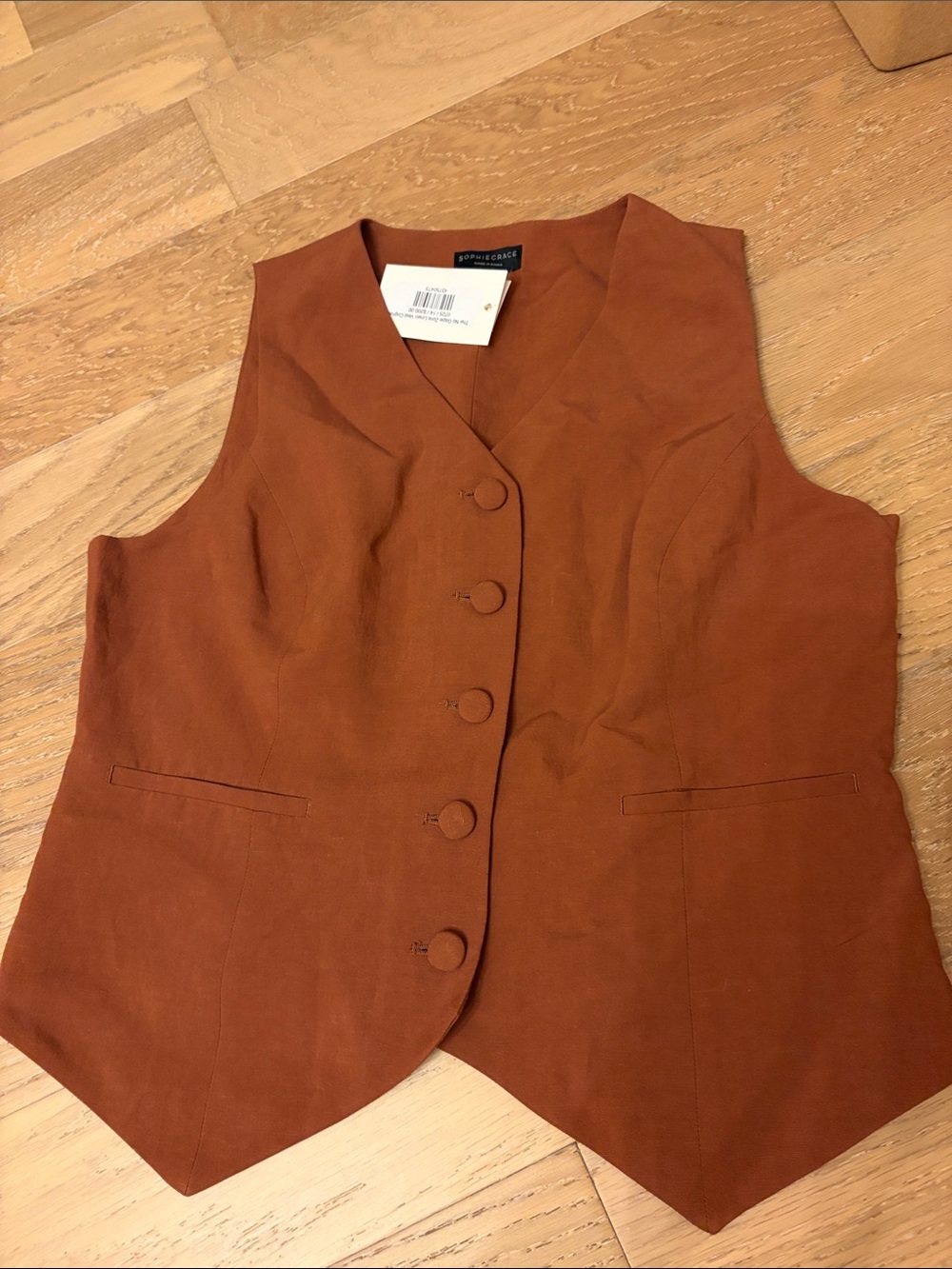 Sophie Grace Women's Tailored Rust Button Vest